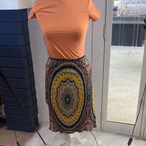 Bohemian Yellow Mandala Skirt and Mossimo top